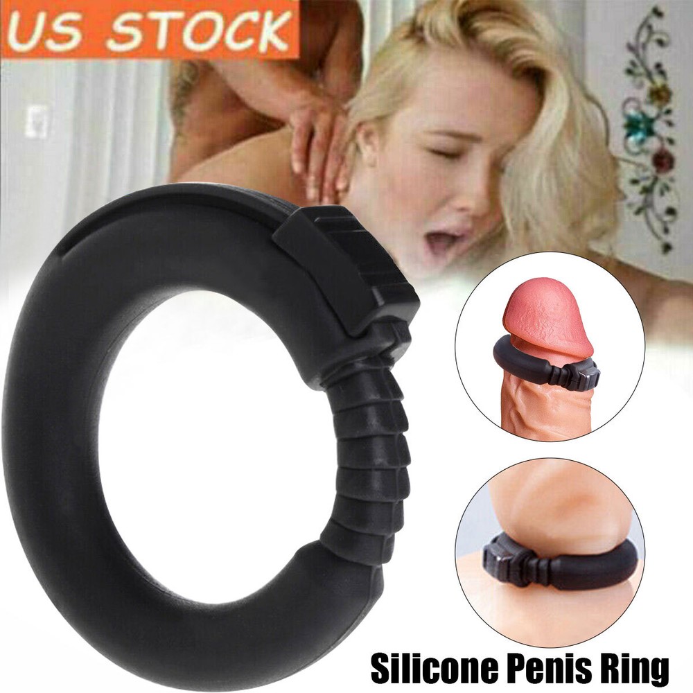 Male Adjustable Silicone Penis Cock Ring Enhancer-Prolonging Delay-Ejaculation