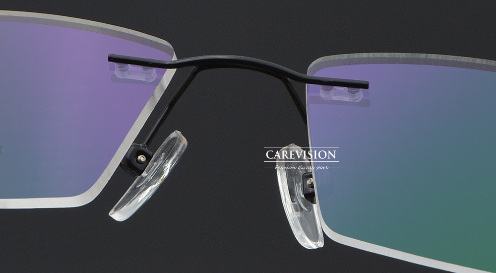 Unisex Memory Titanium Alloy Rimless Eyeglasses Frames Rectangle Glasses RX Able