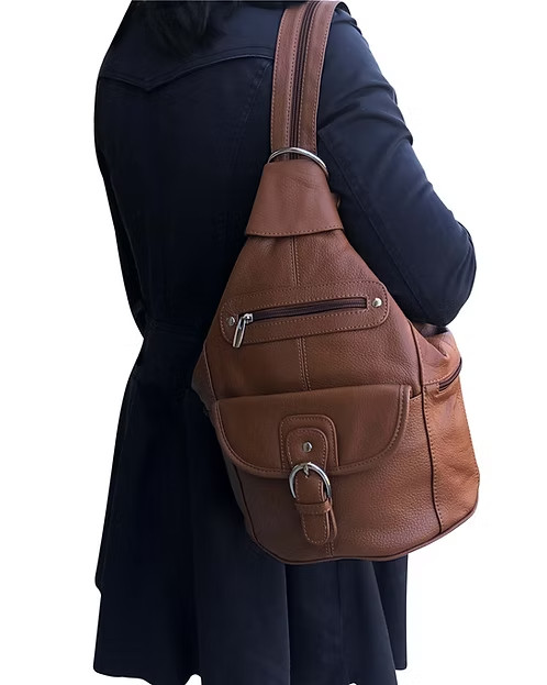 Roma Leathers Snap Buckle Lockable Convertible Backpack
