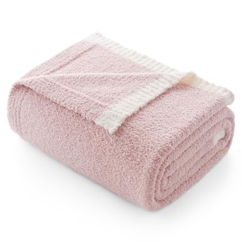 Ultra Soft Throw Blanket for Couch Bed Sofa Throw(50"x60") Solid Soft Pink