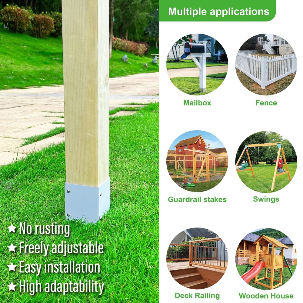 Wanhork 304 Stainless Steel Adjustable Post Protector (Range 3-6in), White