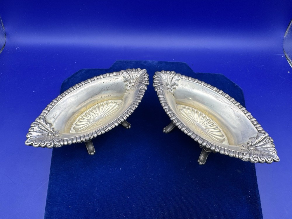 Watson Sterling Co Shell Footed Salt Cellars Pair c1900 115g Solid Silver