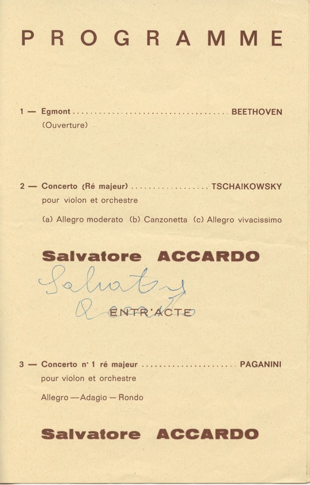 Accardo, Salvatore. (b. 1941)Signed Program