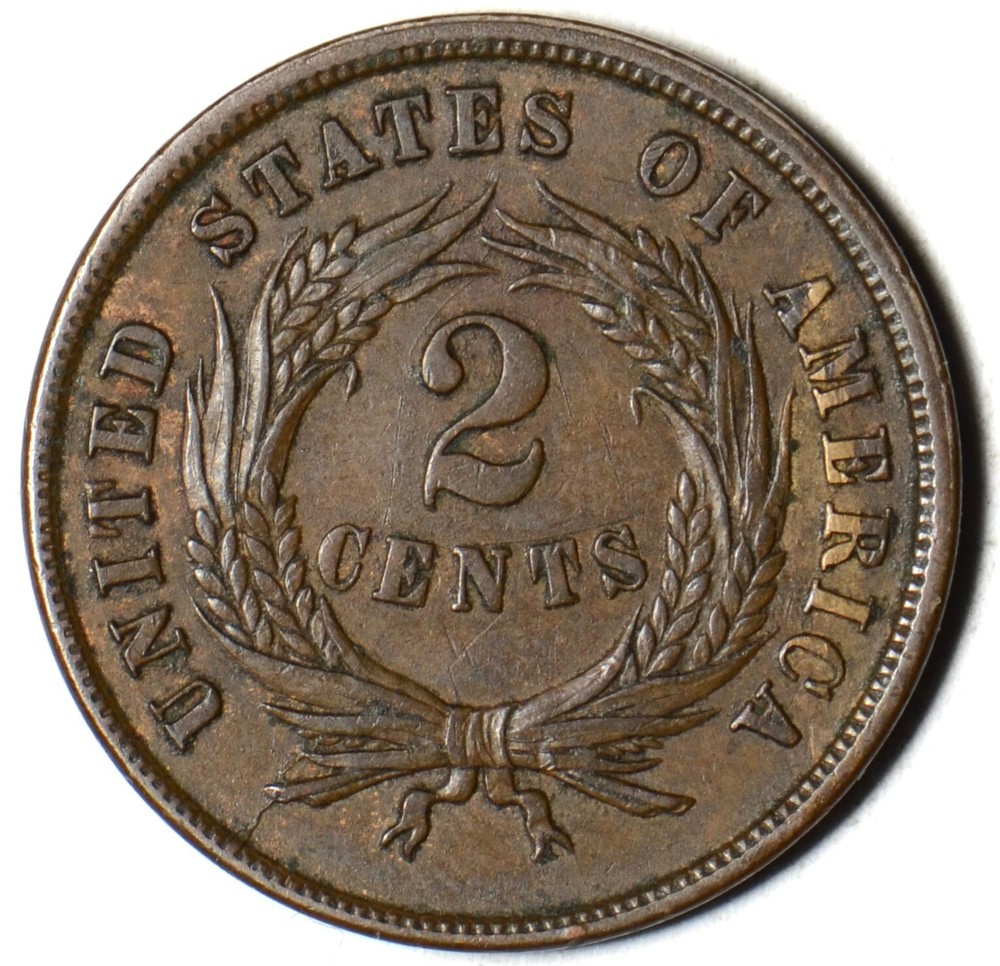 1864 Large Motto Two Cent Piece - High AU