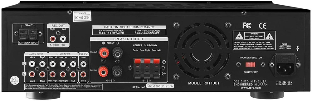 TECHNICAL PRO RX113BT 1500W Pro Bluetooth Surround Amplifier w Equalizer