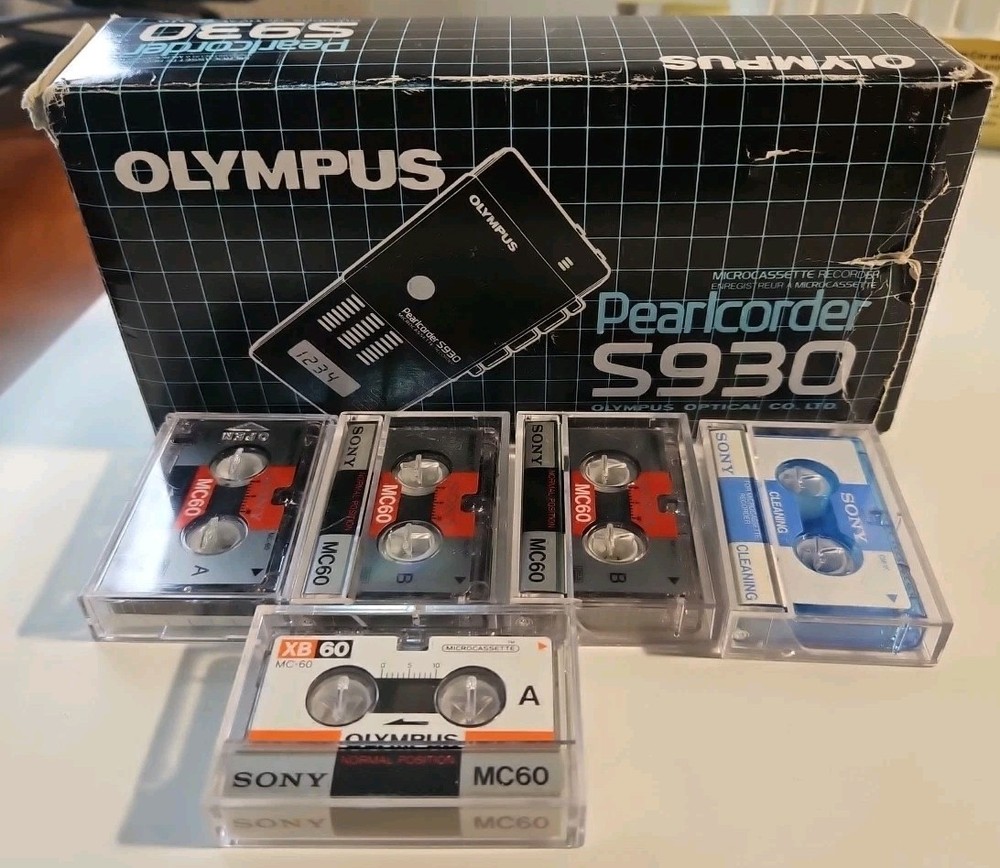 OLYMPUS PEARLCORDER S930 Handheld Microcassette Audio Recorder Working