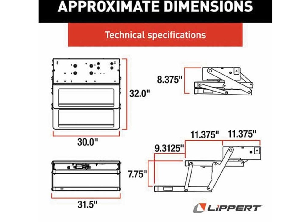 Lippert 3722862 Step, Series 34 w/Motor,Control, & Switch
