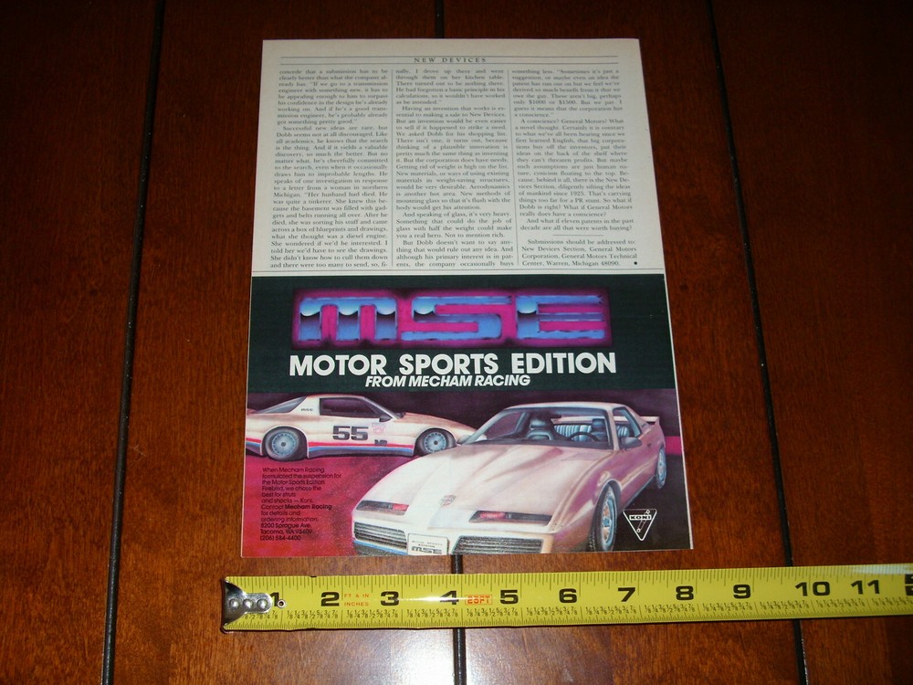1982 MSE TRANS AM MECHAM RACING ORIGINAL AD