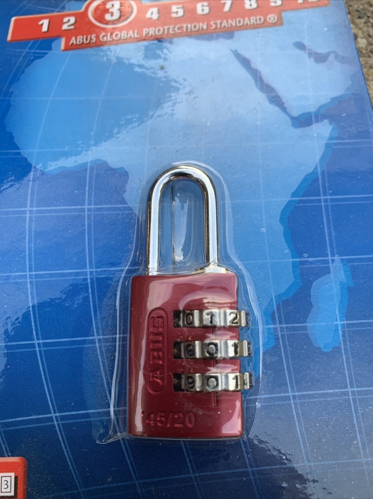 Abus 145/20 Red Combination Padlock,Side,Red