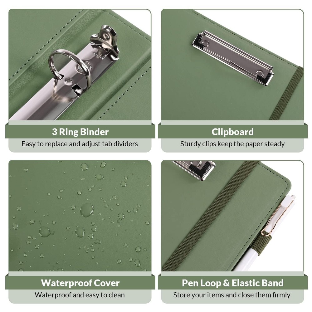 SKYDUE Clipboard Binder with Refillable Notepad, PU Clipboard Folder Includes...