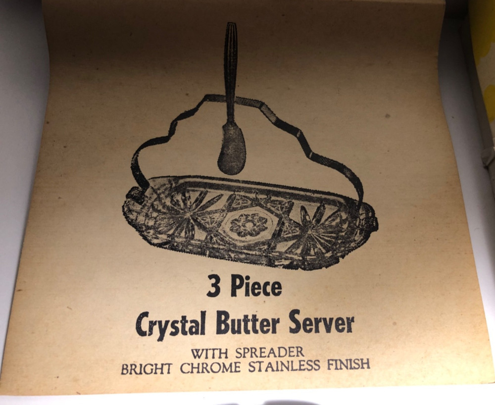 Vintage Sheffield 3pc Crystal Butter Server with Spreader No. 705C