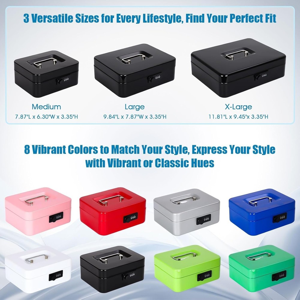 Medium Cash Box with Combination Lock - Portable Safe Storage for Valuables