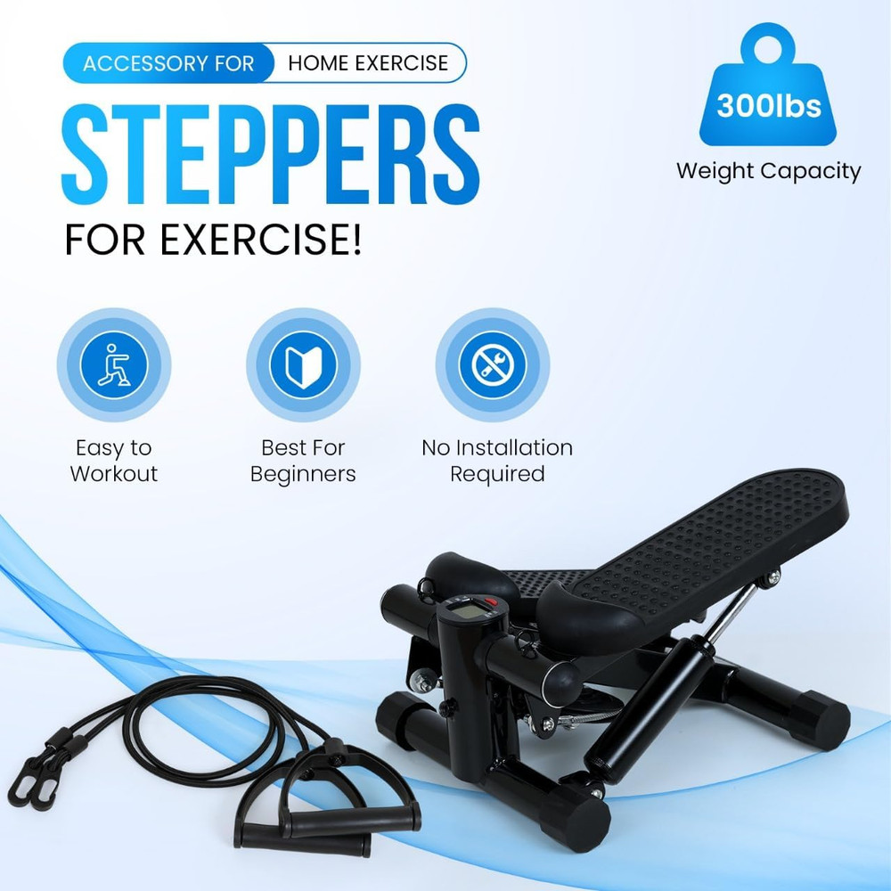 Compact Mini Stepper with Resistance Bands for Home Workout