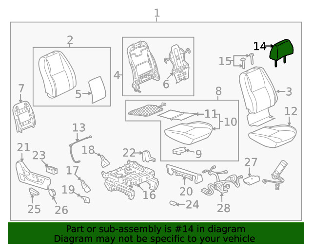 Genuine GM Light Titanium Front Seat Head Restraint 25892832