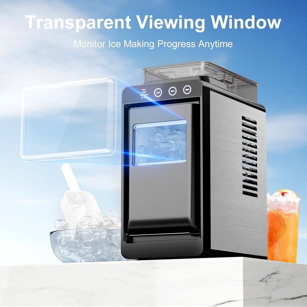 Countertop Ice Maker, Modern Bullet Ice Machine with Touch Display, 26Lbs/24H, 2