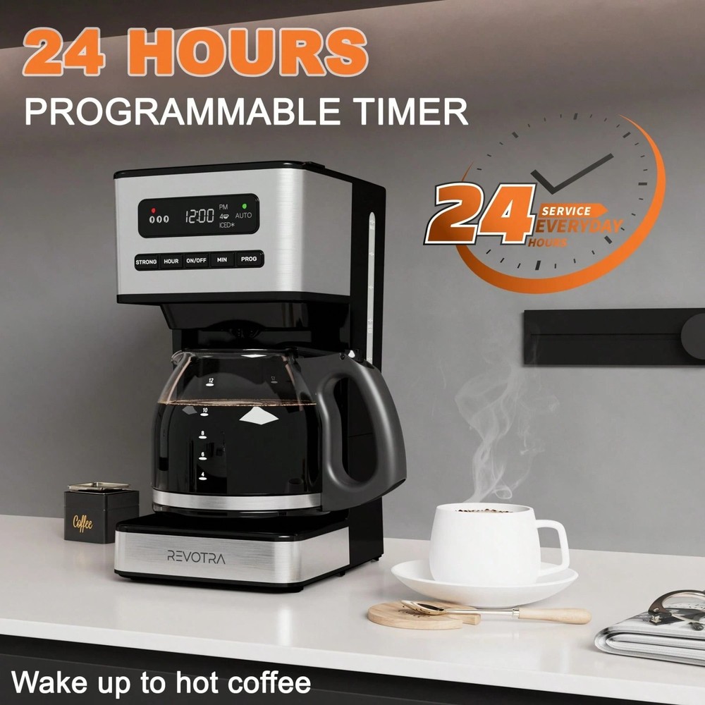 Programmable Drip Coffee Maker 12 Cup 24H Timer Auto Shut-Off Pause Serve NEW