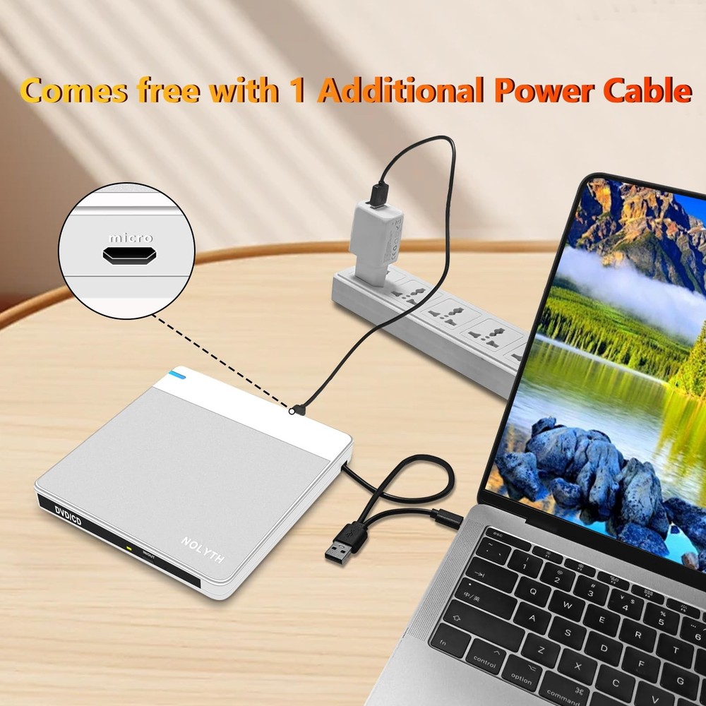 External CD Drive for Mac: USB 3.0 Type-C DVD Burner Player for Laptop Window...