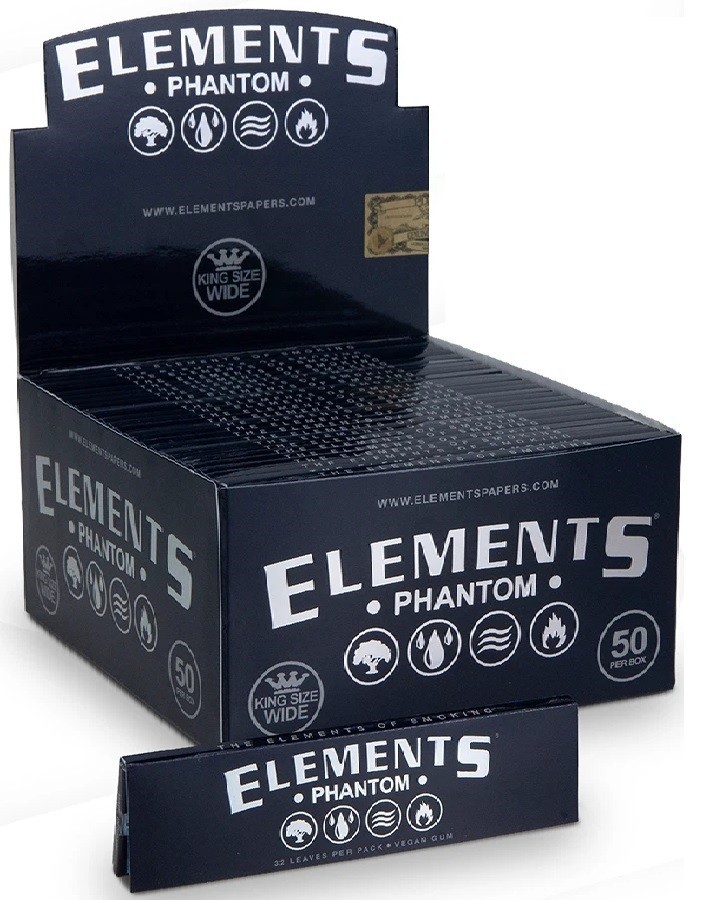 New! Elements King Size Wide Phantom Rolling Papers Phenomenally Thin - Full Box
