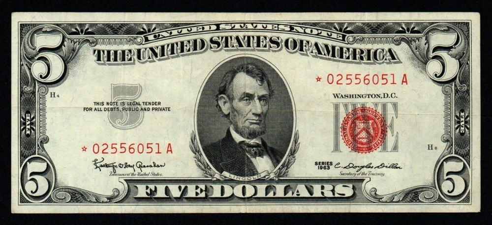 1963 $5 United States STAR NOTE!