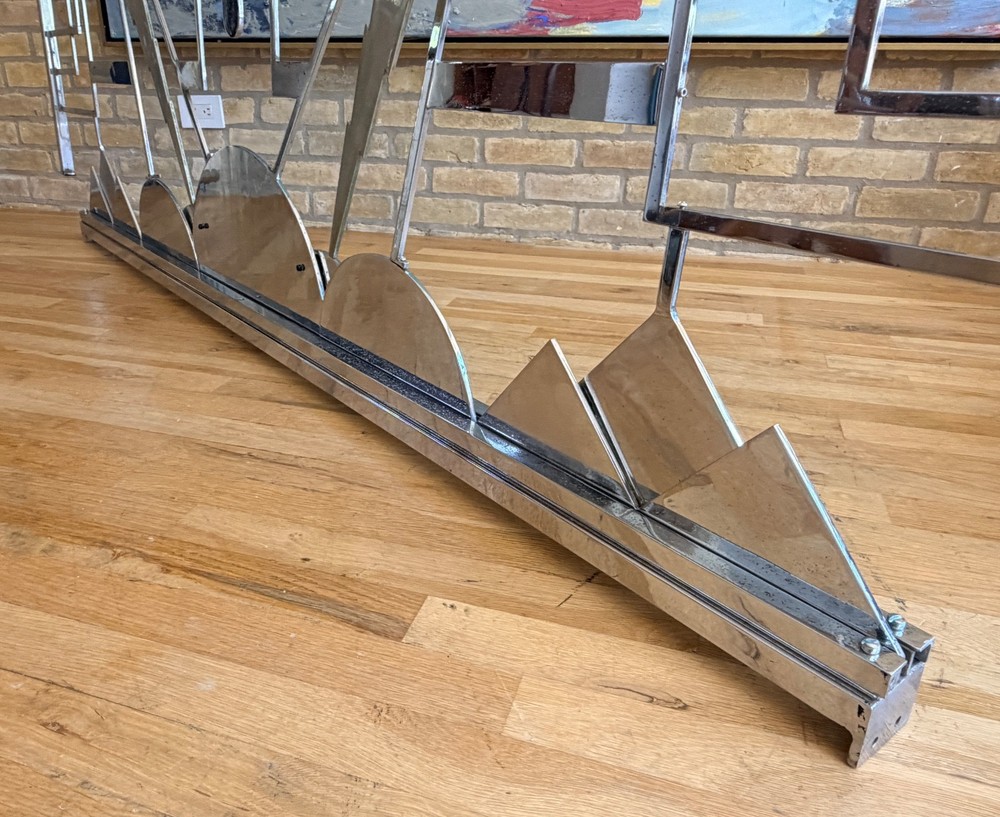 Art Deco Original Machine Age Chrome Brass Architectural Sculpture Panel Railing