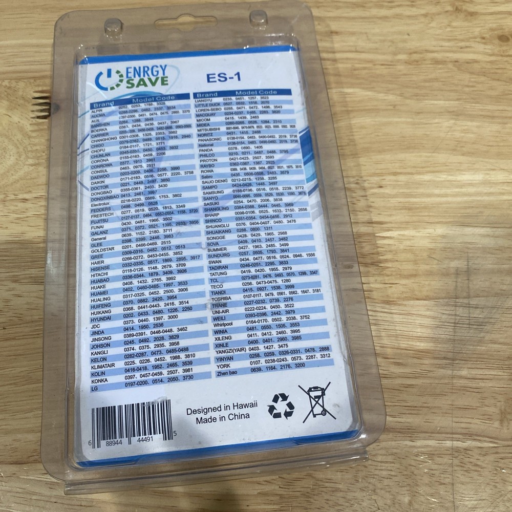 Enrgy Save ES-1 A/C Universal Remote Control w/ Secret Limit Lock, Programable