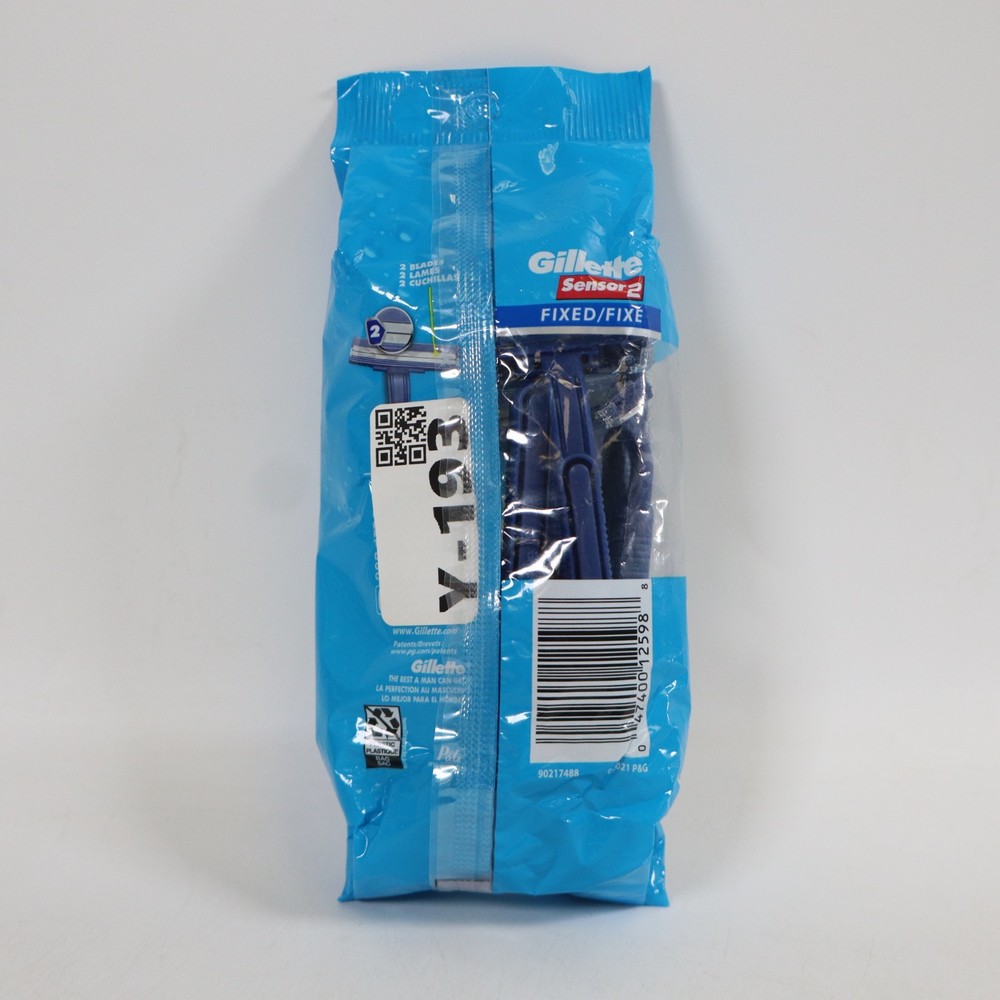 Gillette Sensor2 Men's Disposable Razors Fixed, 12 Count