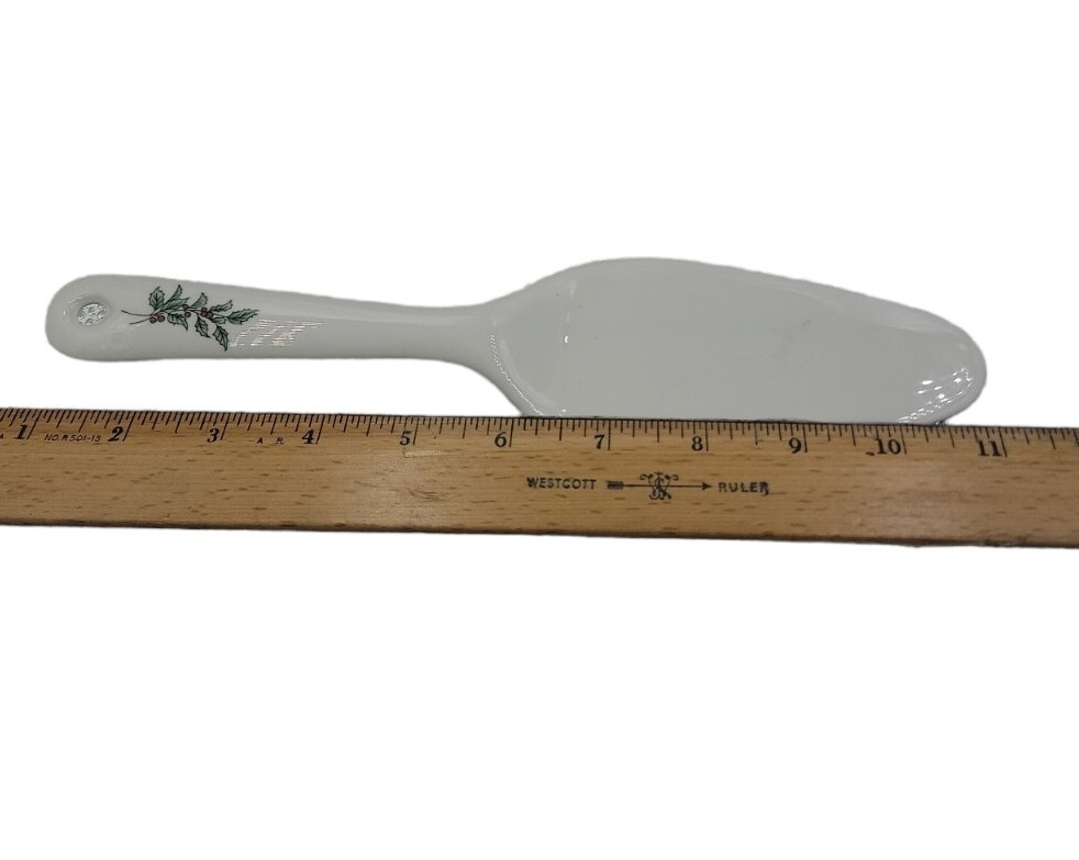 Vintage Ceramic Holly Christmas Cake Knife Server EUC