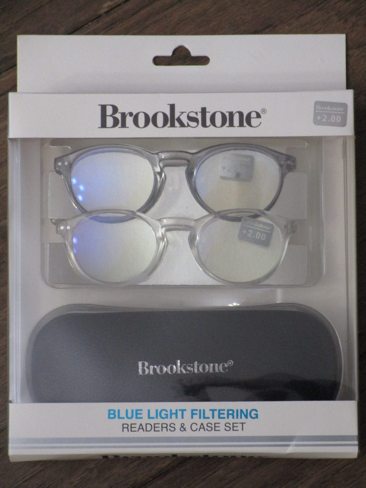 BROOKSTONE 2-PACK BLUE LIGHT FILTERING +2.00  READERS READING GLASSES NEW