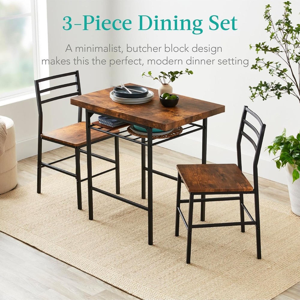 3-Piece Modern Dining Set Space Saving Dinette Kitchen Dining Room Small Space