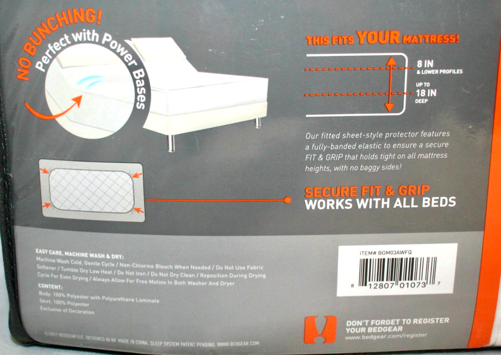 BEDGEAR Dri-Tec 5.0 Performance Queen Mattress Protector Waterproof 18" Deep