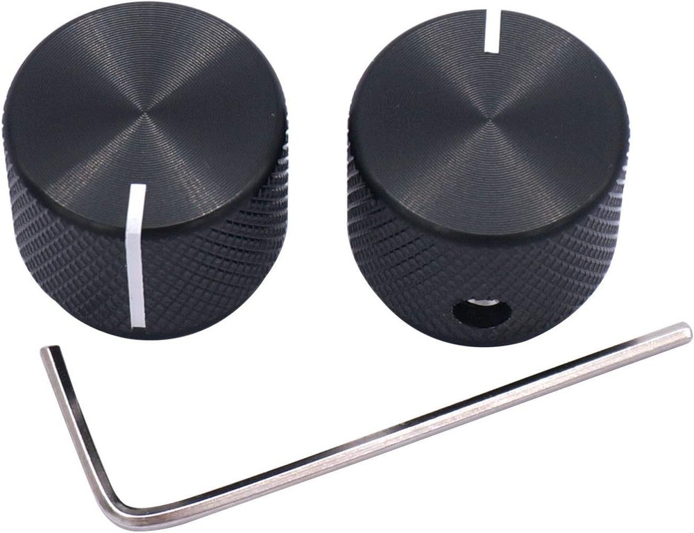 Compact Anodized Aluminum Rotary Knobs, 2pcs Volume & Switch Control - 20mm