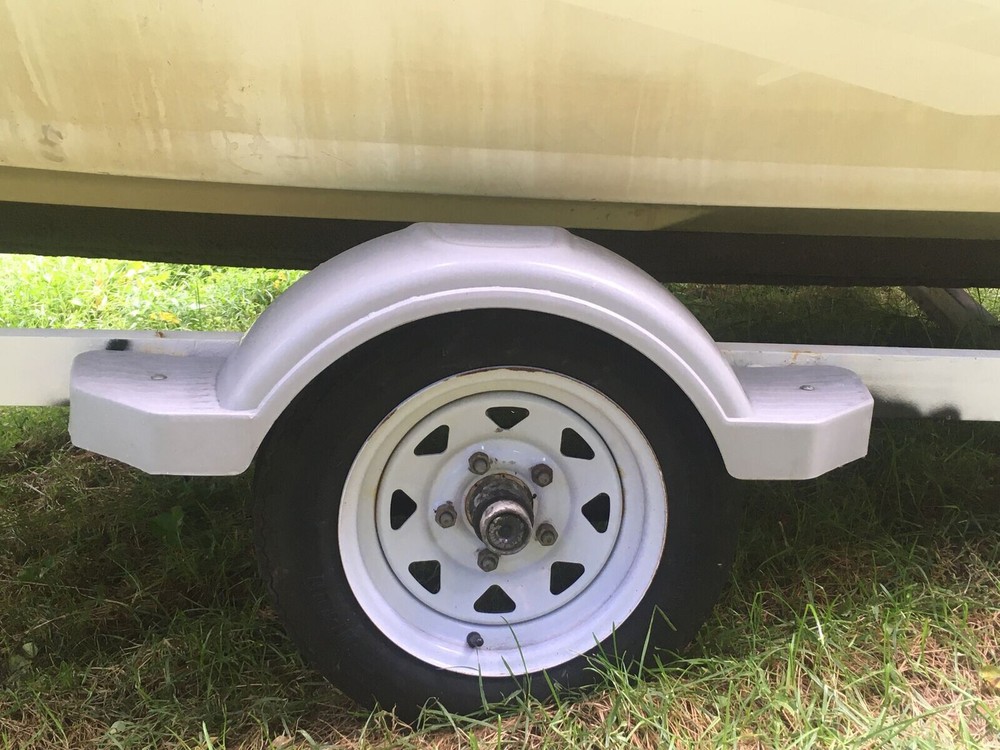 2pcs Gray Single Axle Trailer Fenders w/ Steps For 12" Wheels Tires Skirt Boat