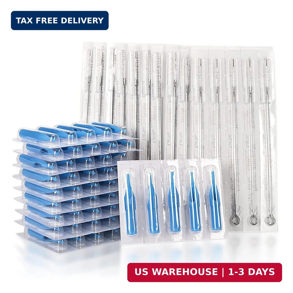 Professional Tattoo Needles and Tips Set - 100 Sterilized Disposable Assorted