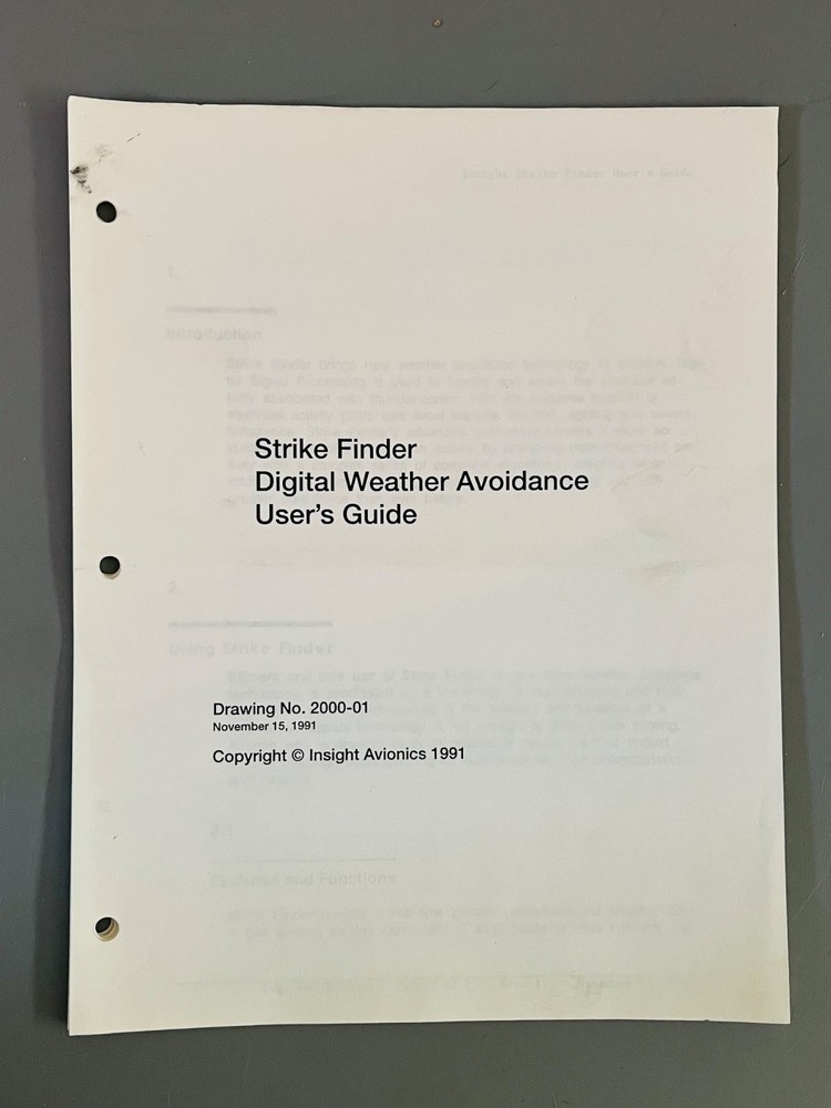 Insight Strike Finder Digital Weather Avoidance Users Guide No. 2000-01 airplane