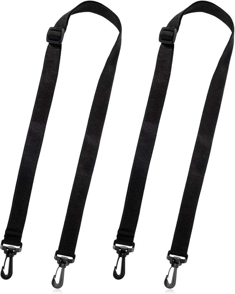 2 Pack Black Adjustable Straps with Clips for Bags, Replacement Shoulder Strap,