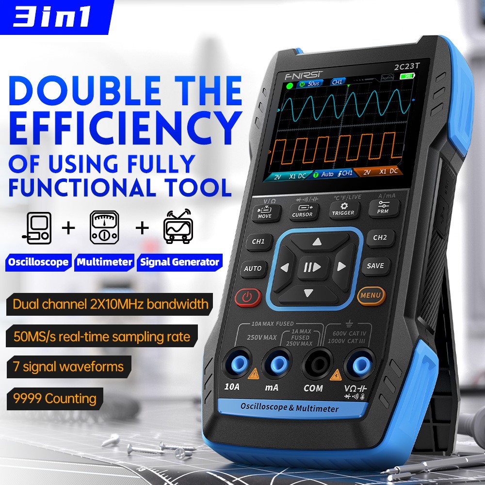 FNIRSI 2C23T Handheld Digital Oscilloscope Multimeter Function Signal Generator