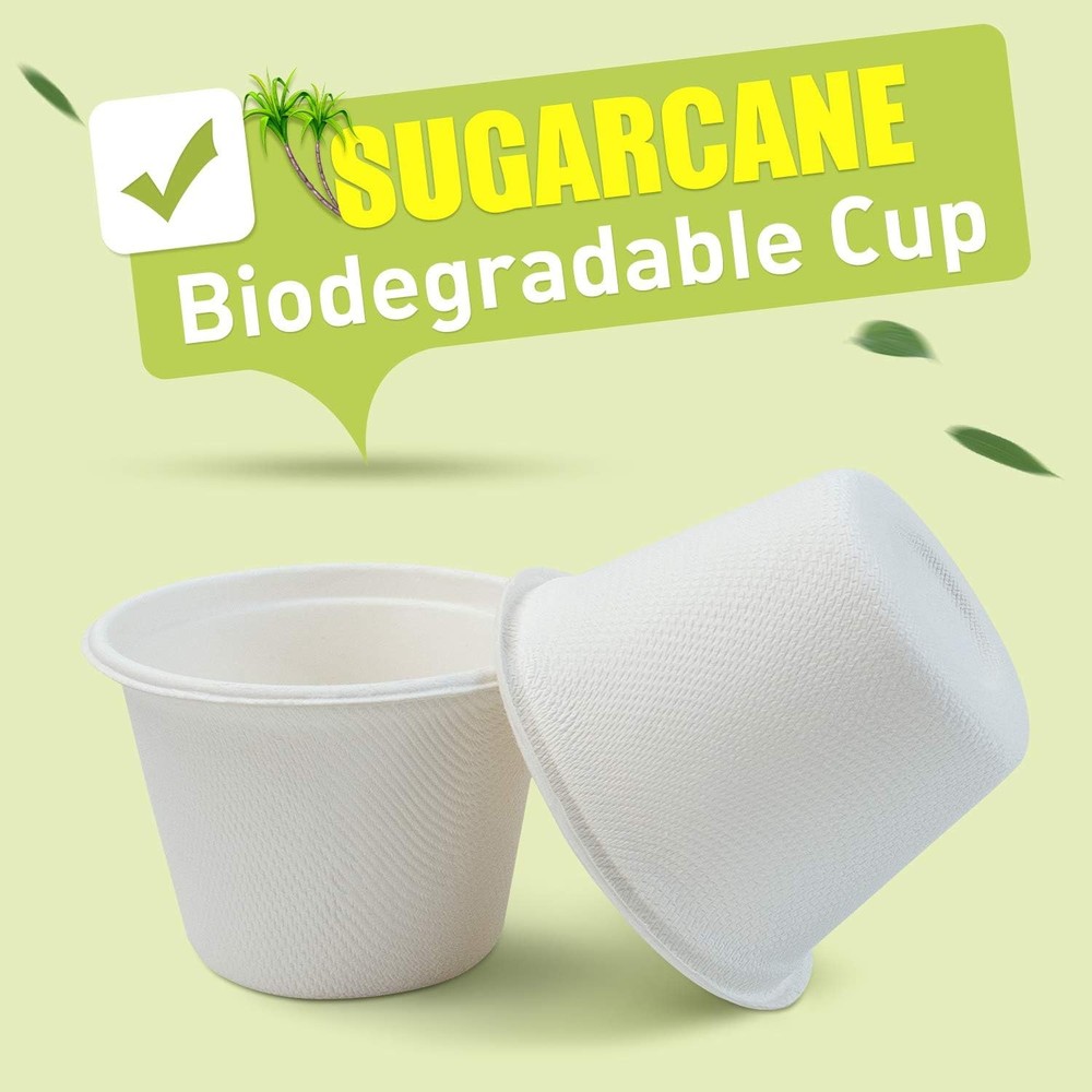 Compostable Cups 4 oz - Eco-Friendly Sugarcane Fiber, 50-Pack