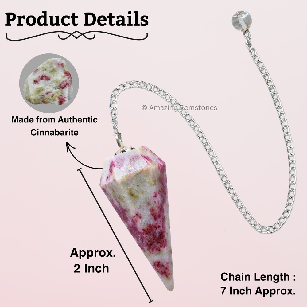 Cinnabarite Dowsing Crystal Pendulum