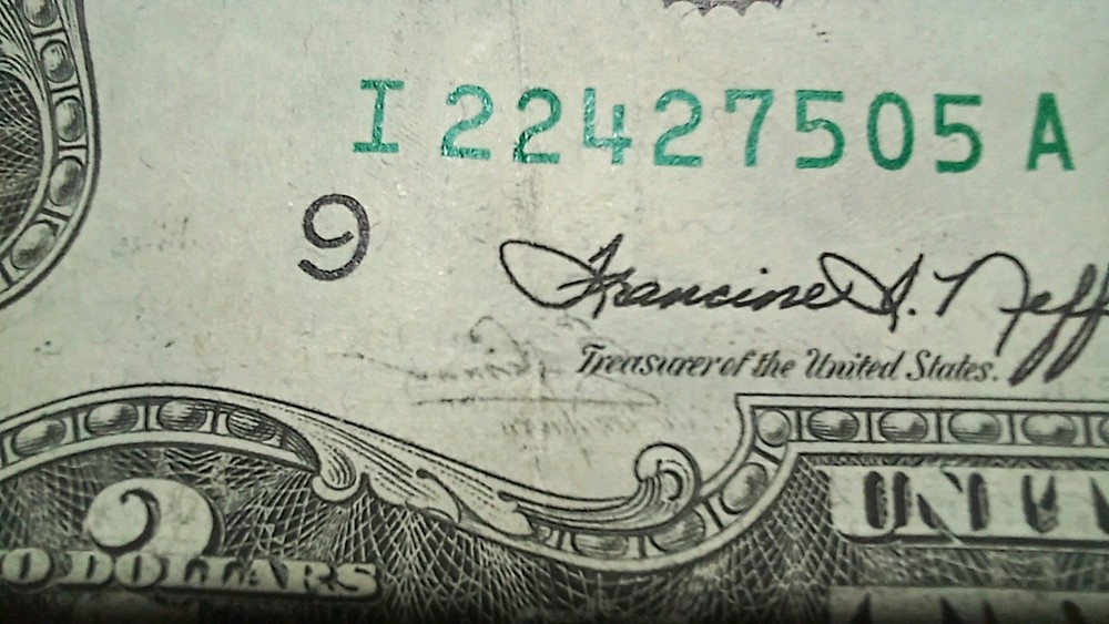 1976 $2 Bill |2xError| Ink Shift Error| Face2Face Ink Transfer| Mirrored Print