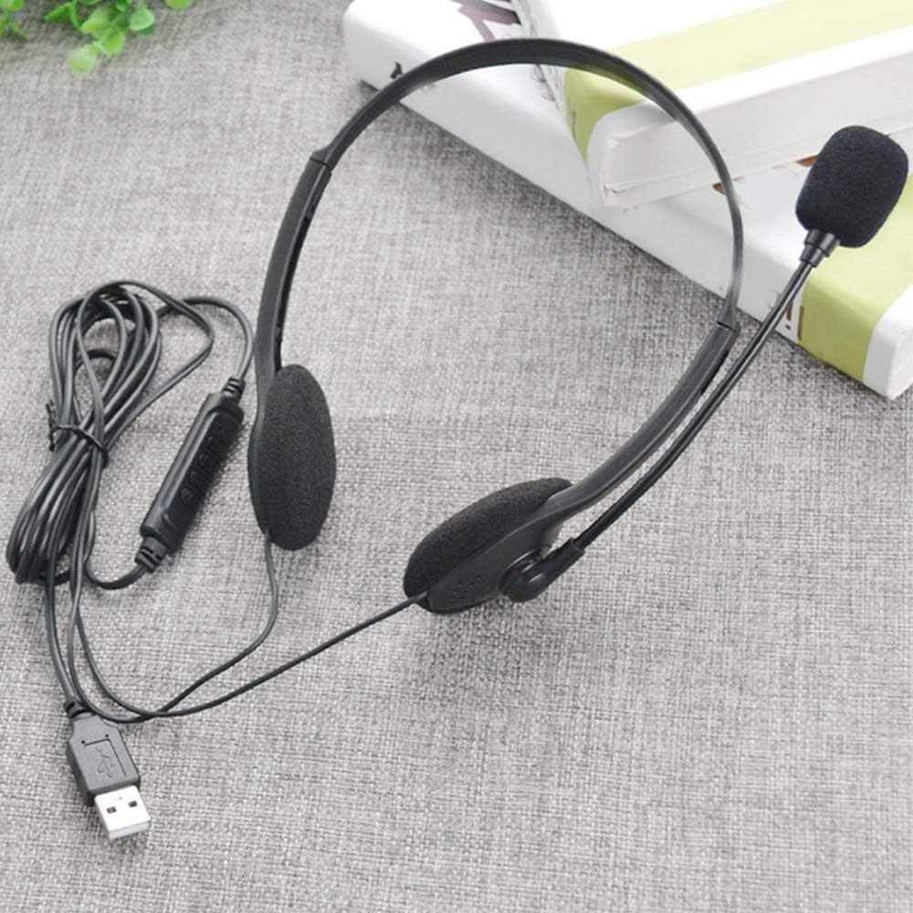 USB Headset Headphone Microphone Noise Cancelling For PC Computer Call Chat Lot