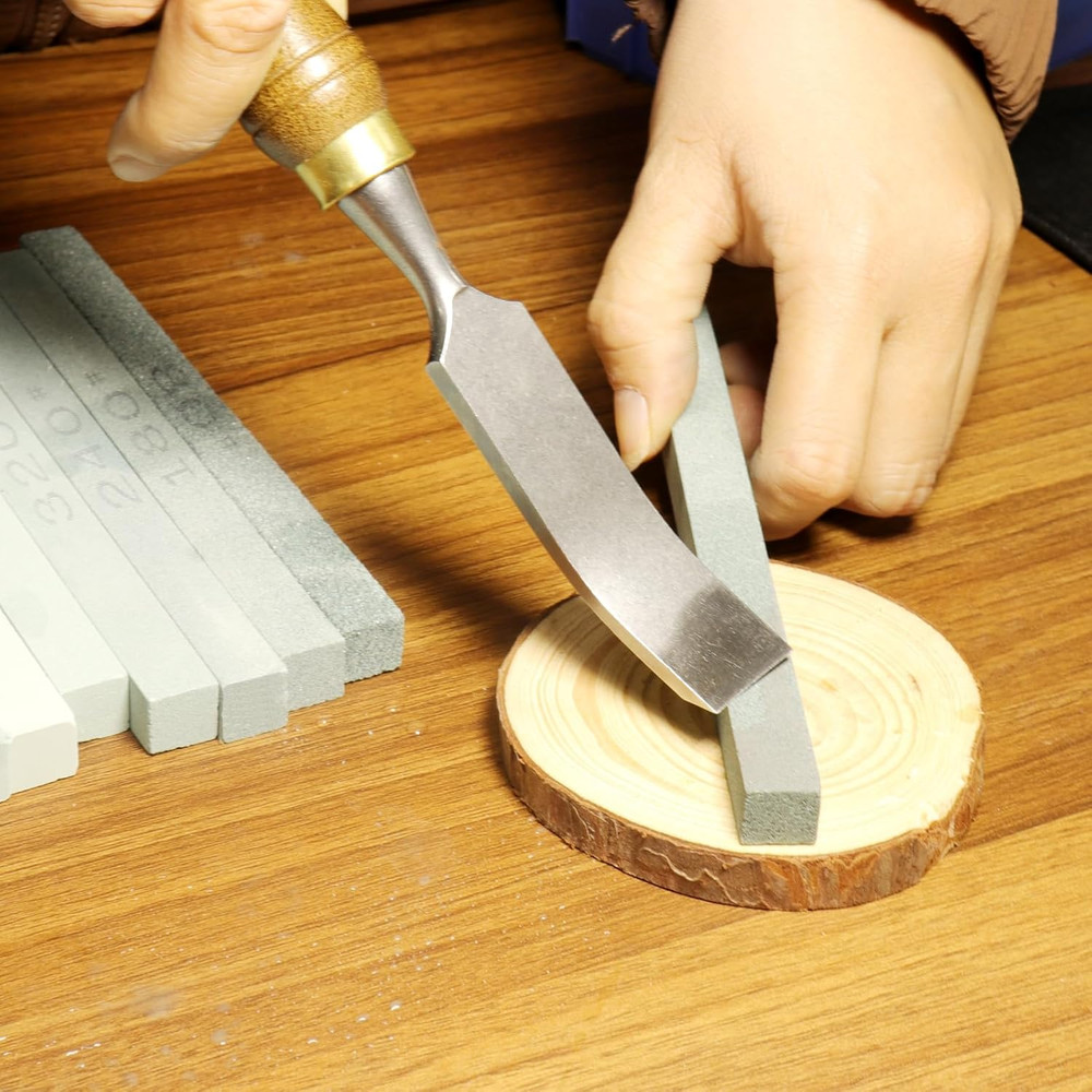 8 Pcs Rectangular Shaped Sharpening Stone Sticks Set, 5.92Inch Green Silicon