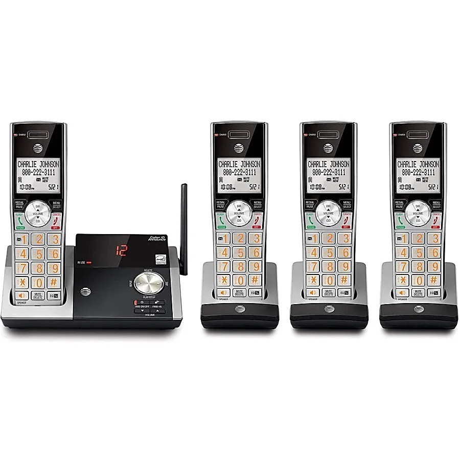 AT&T CL82415 DECT 6.0 4 Handle Digital Cordless Answering System