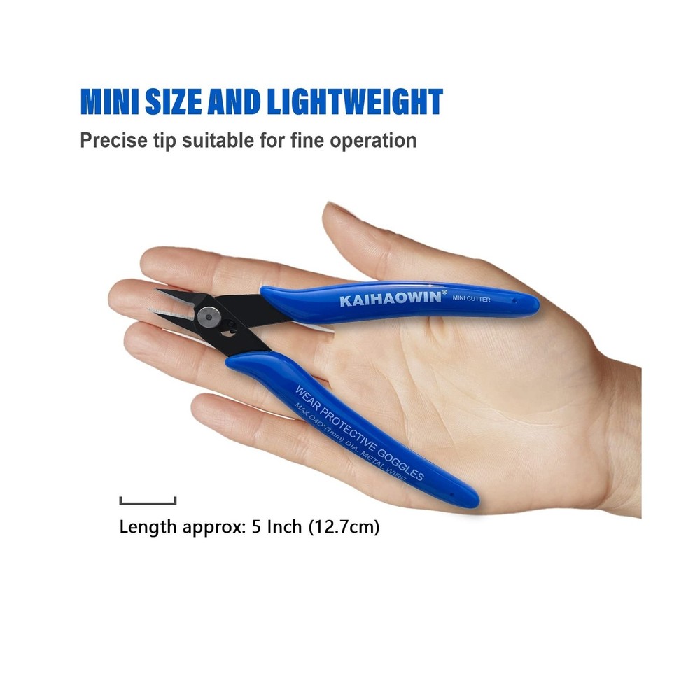 KAIHAOWIN Micro Wire Cutters with Spring, 2 Pack, 5 inch Precision Mini Flush...