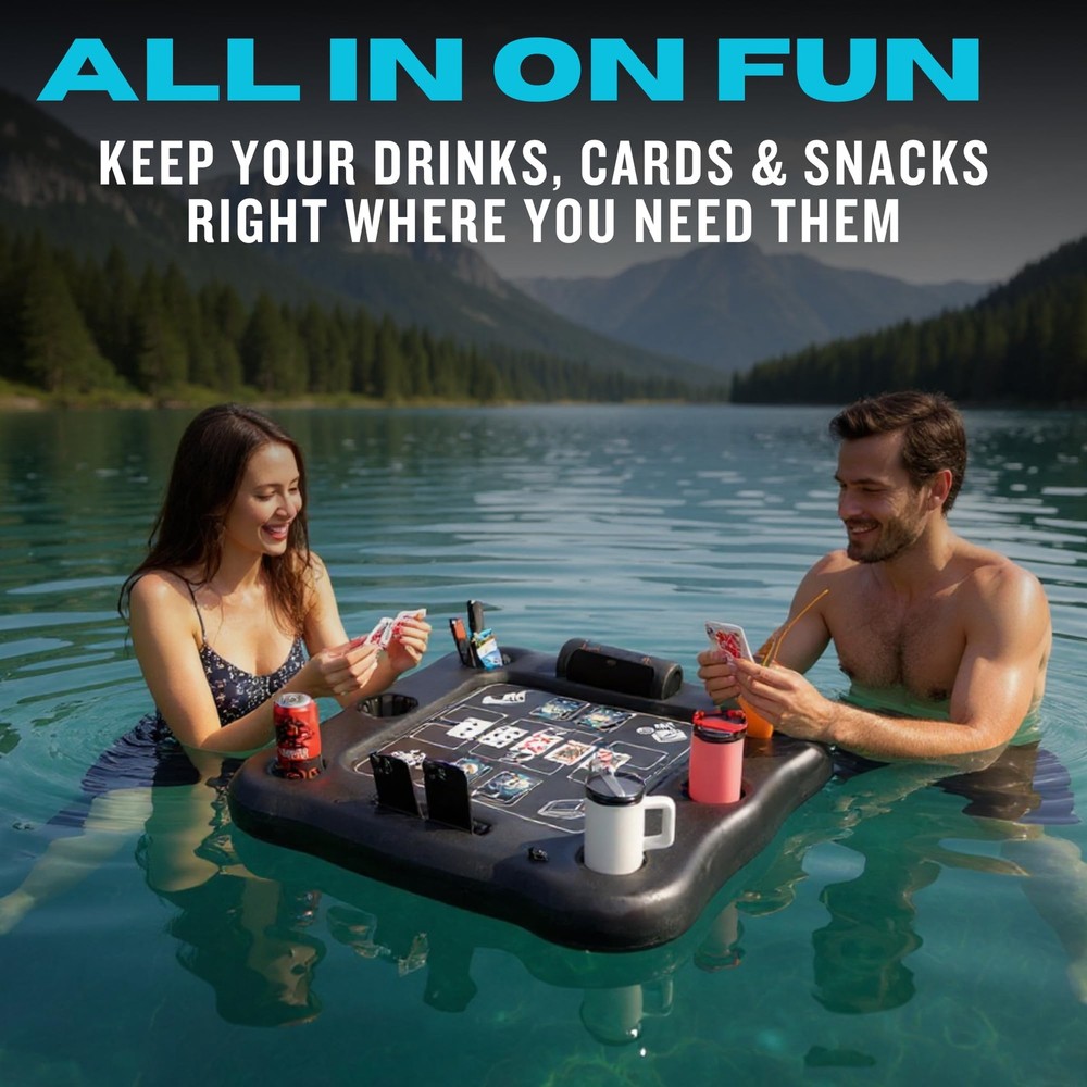 DIVEBLAST Floating Card Table for Pool with Waterproof Cards — Floating Game ...