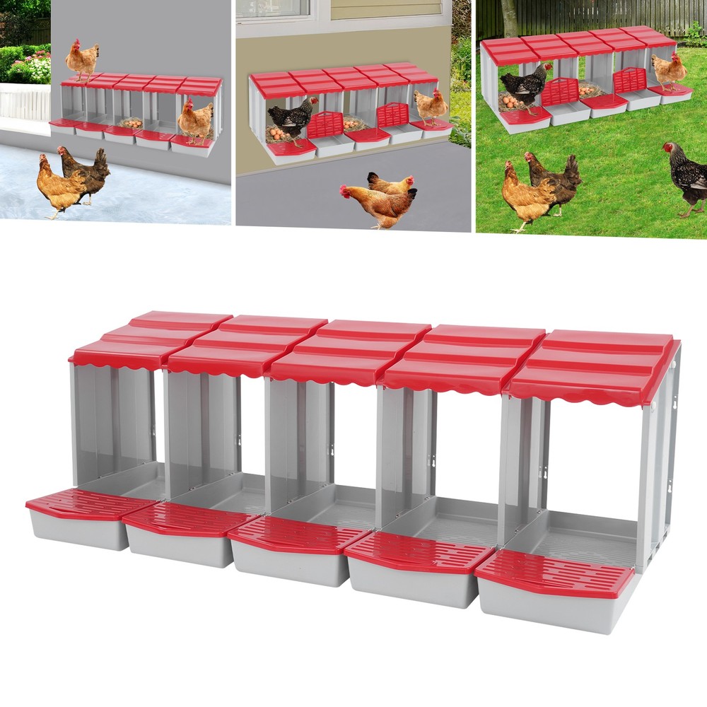 5-Compartment Chicken Nesting Box Chicken Laying Box with Egg Collection USA