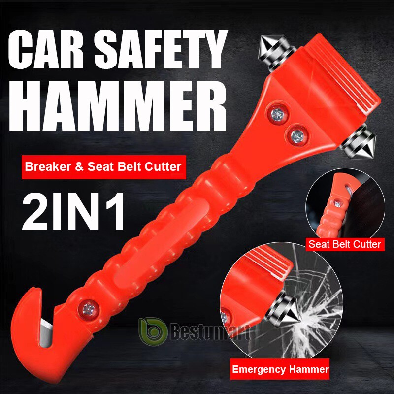 2 IN1 Auto Car Escape Tool, Car Window Glass Hammer Breaker and Seat Belt Cutter