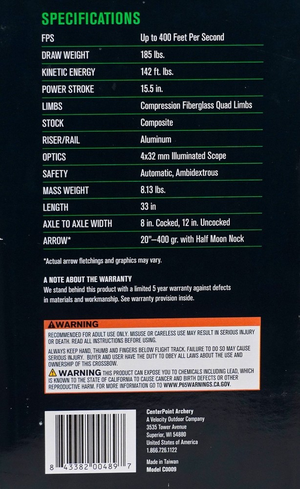 CenterPoint Hellion 400 Compound Crossbow Kit - Open Box -A