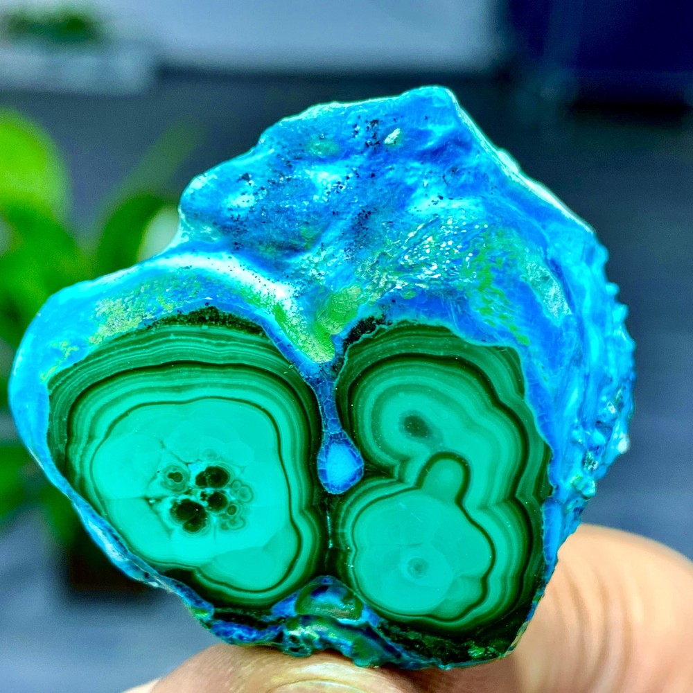 37G Natural Chrysocolla/Malachite transparent cluster rough mineral sample