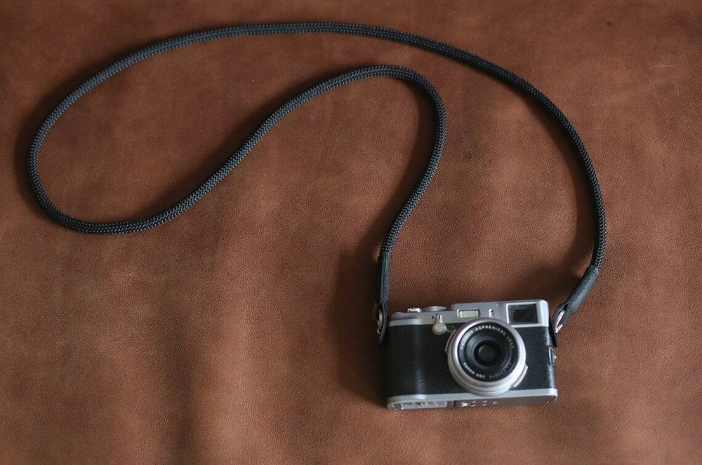 8mm black climbing rope handmade camera neck strap