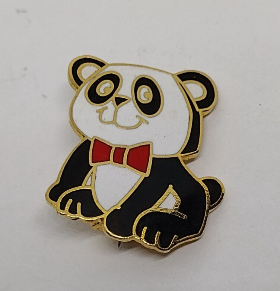 Red Bow Tie Panda Bear Lapel Pin